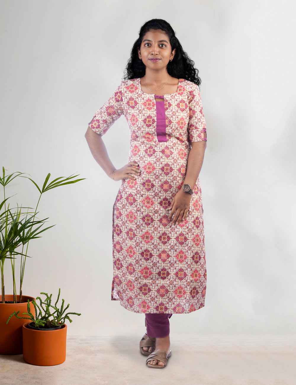 WHITE PRINTED KURTI / CO-ORD SET