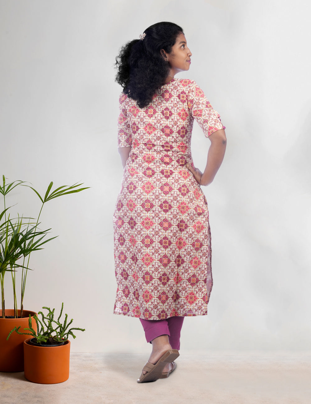 WHITE PRINTED KURTI / CO-ORD SET