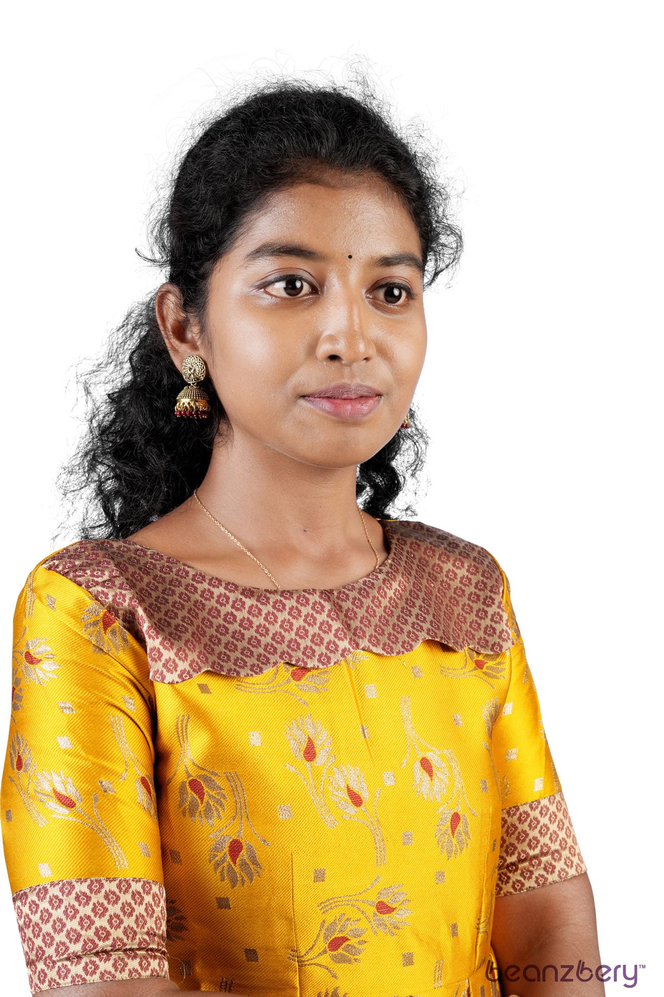 YELLOW WITH MAROON BANARASI SILK DHIYAA DRESS