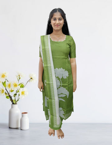 Green Kota Floral 3-Piece Kurti Set