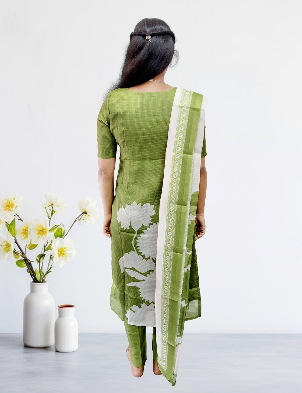 Green Kota Floral 3-Piece Kurti Set