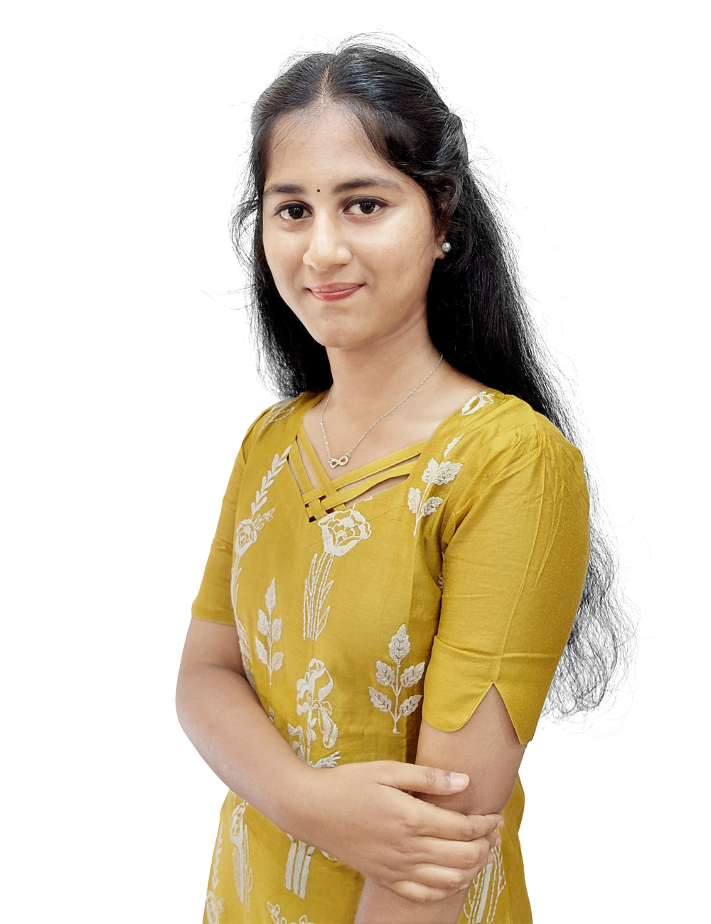 Mustard Floral Embroidered 3-Piece Kurti Set