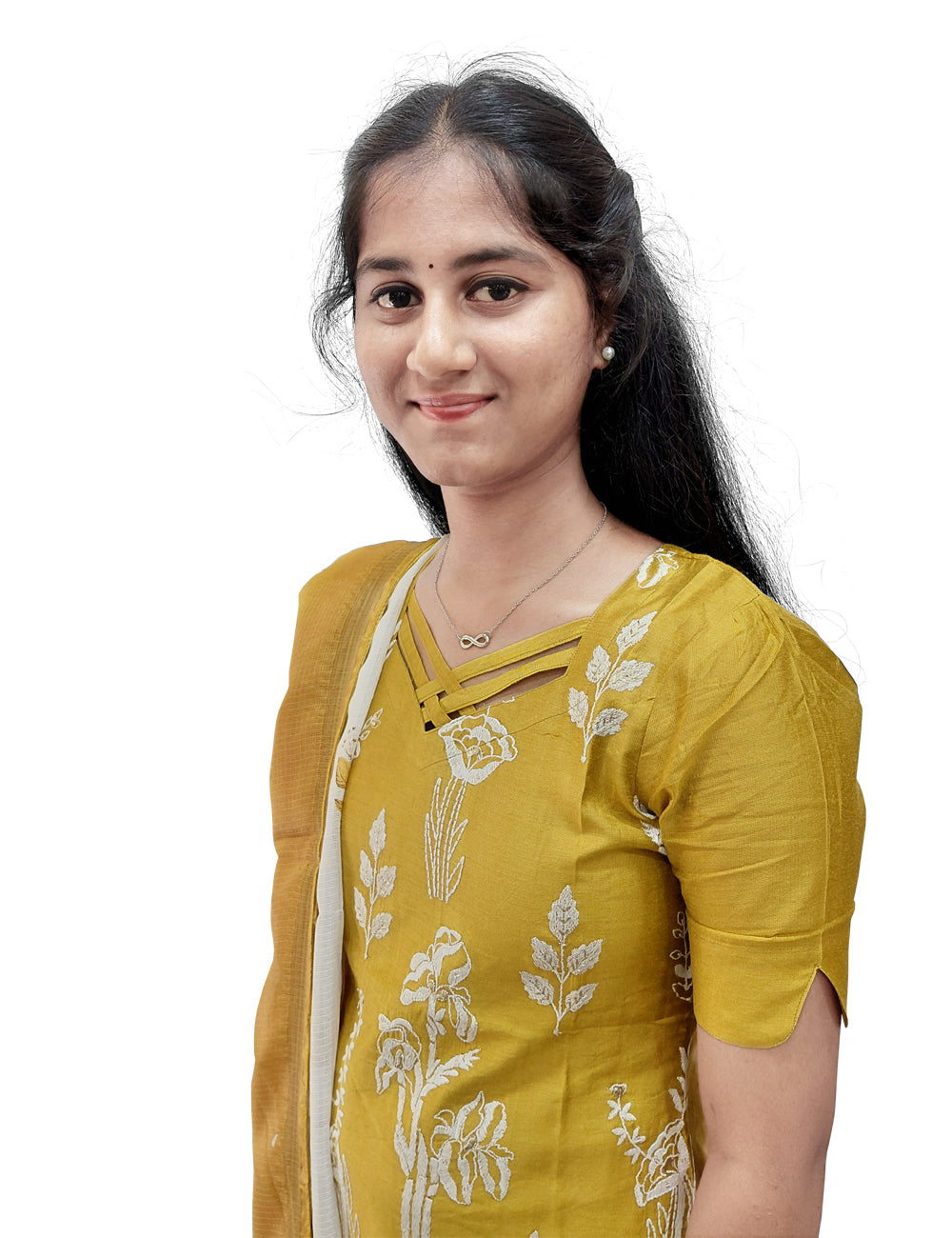 Mustard Floral Embroidered 3-Piece Kurti Set
