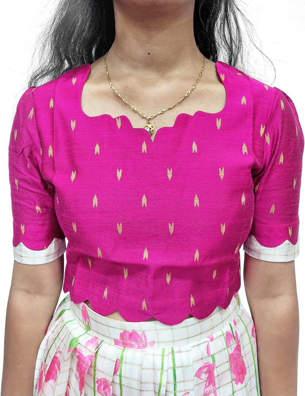 Pink Printed Crop Top & Floral Skirt Set | Women’s Ethnic Set