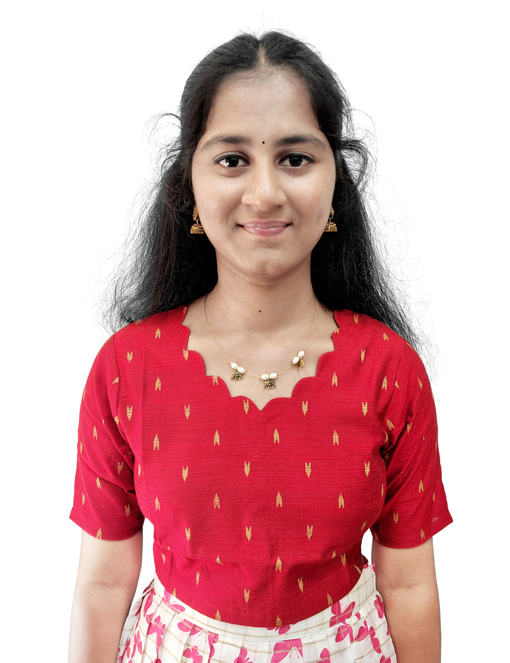 Red Butterfly Printed Skirt & Top Set for Women | Ethnic Fusion Wear