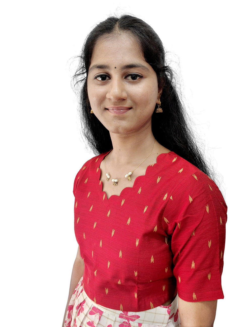 Red Butterfly Printed Skirt & Top Set for Women | Ethnic Fusion Wear