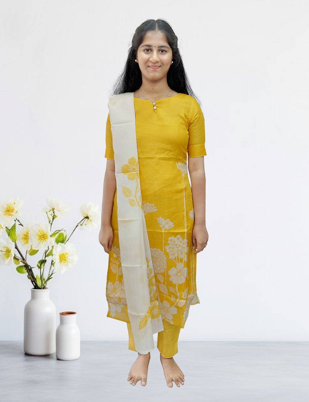 Yellow kota kurti 3pc set