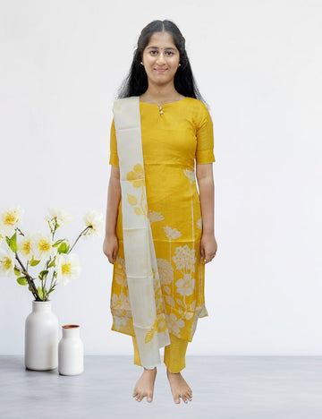 Yellow kota kurti 3pc set