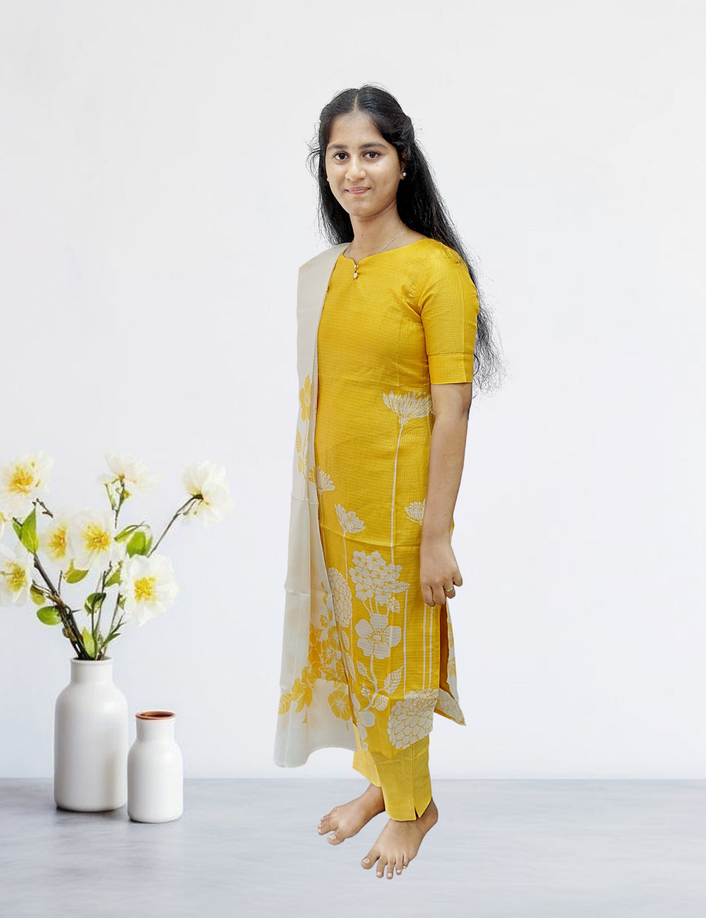 Yellow kota kurti 3pc set