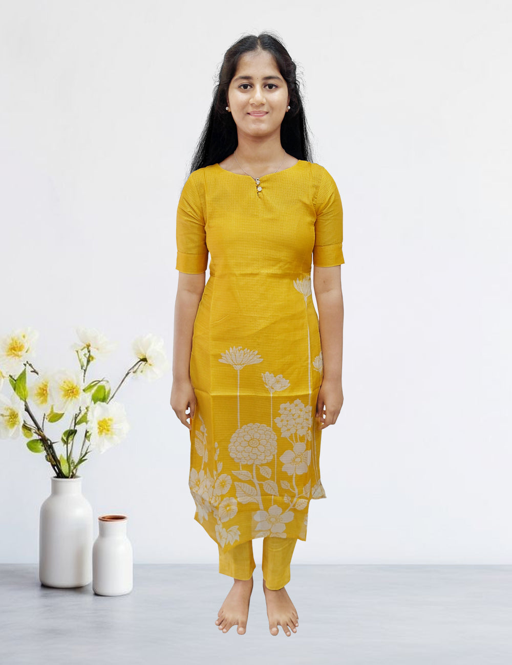 Yellow kota kurti 3pc set