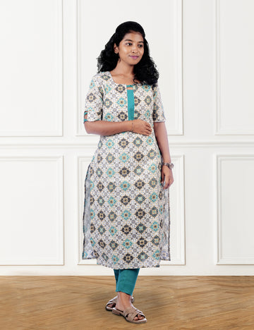 WHITE FLORAL PRINTED RITHI CO-ORD SET