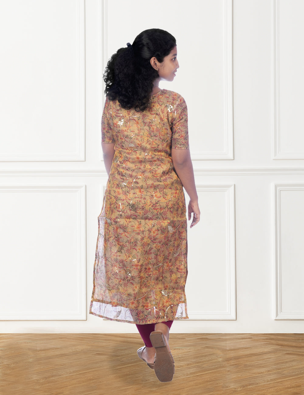 GOLDSILK TISSUE SEQUINS EMBROIDERED KURTI